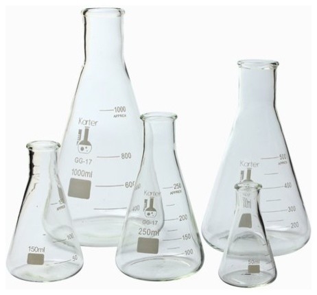 Karter Scientific Glass Erlenmeyer Flask Five-Piece Set