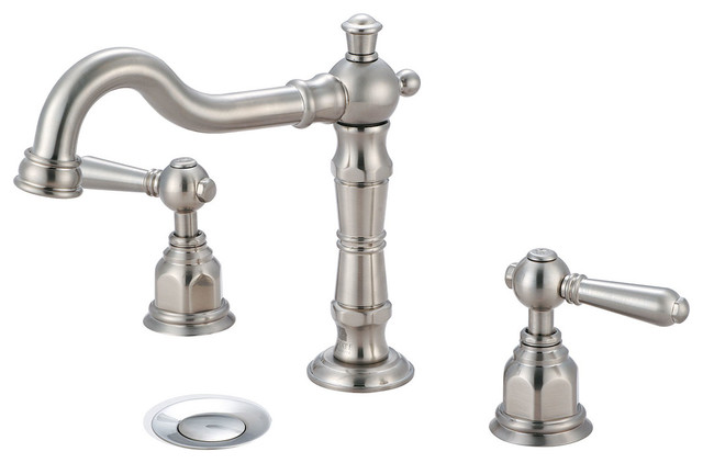 Two Handle Lavatory Widespread Faucet Pvd Brushed Nickel