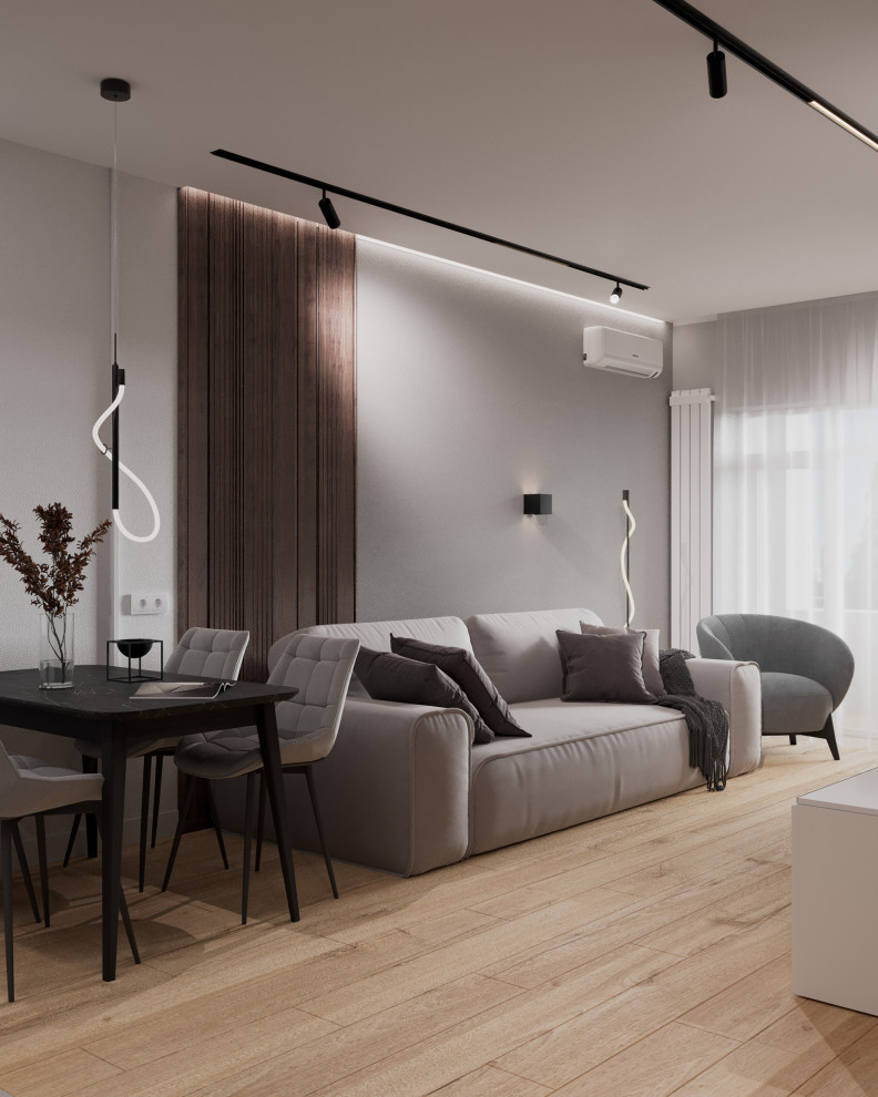 Евро однокомнатная квартира в монохромной гамме  в ЖК Московские кварталы