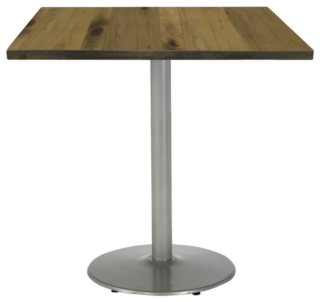 Urban Loft 36 Square Top Multipurpose Table Natural Finish Round Silver Base