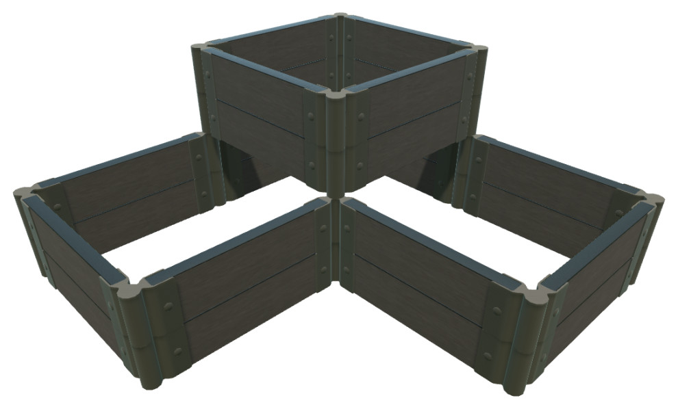 Weathered Wood 'Chateau Marmont' 4'x4' 3Level Raised Garden Bed