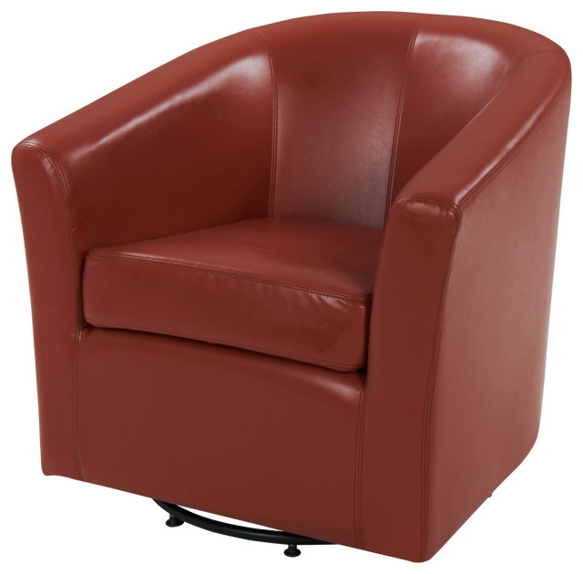 Blanche Swivel Bonded Leather Chair, Pumpkin Contemporary Armchairs