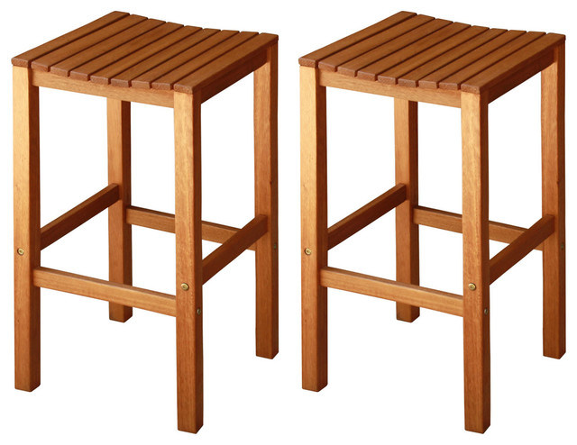 Joe Hardwood Outdoor Patio Bar Stools Set Of 2 Transitional Joe Hardwood Outdoor Patio Bar Stools Set Of 2