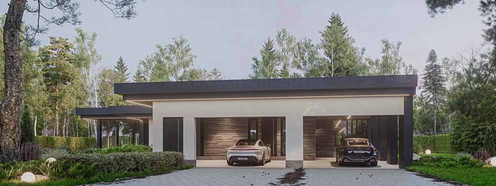 Одноэтажный дом «Бергер» с плоской крышей