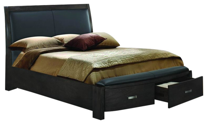 Homelegance Lyric Sleigh Platform Bed With Footboard Storage, California King