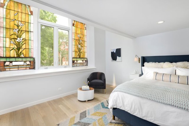 Church conversion contemporary-bedroom