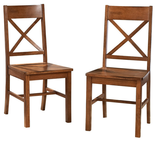 XBack Wood Dining Chairs, Set of 2 Transitional Dining Chairs by