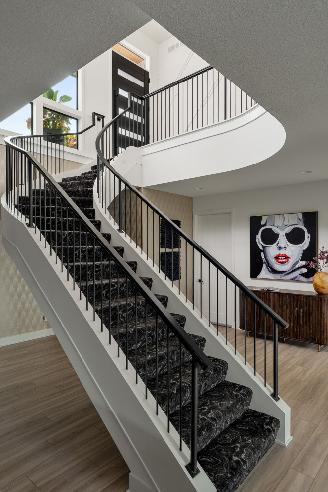 Example of a trendy staircase design in Kansas City