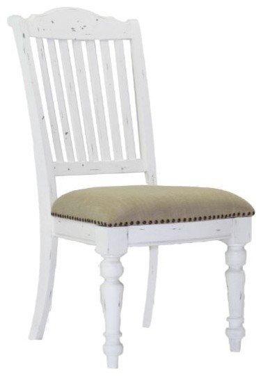 Simpson Vintage White Dining Side Chair With Upholstered Seat Set Of 2 Simpson Vintage White Dining Side Chair With Upholstered Seat Set Of 2