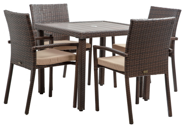 Wicker Patio Dining Table Set Tropical Outdoor Sets By Onebig Houzz - Patio Dining Set Wicker