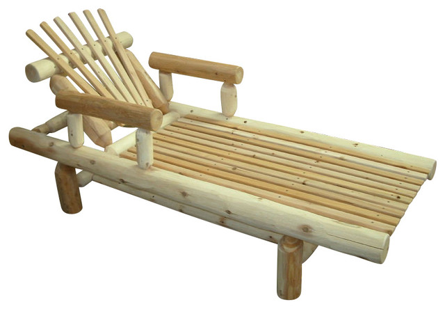 Rustic White Cedar Log Adjustable Lounge Chaise Rustic Outdoor