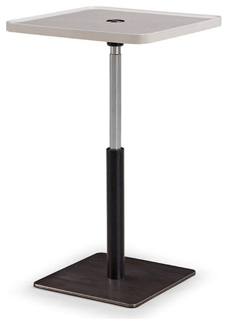 Valentino Hydraulic End table, High Gloss Lacquer With Brushed Stainless Steel