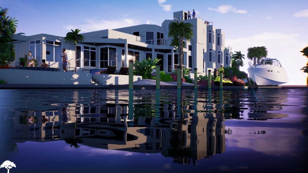 Waterfront Home with Pool Renovation and New Pavilion