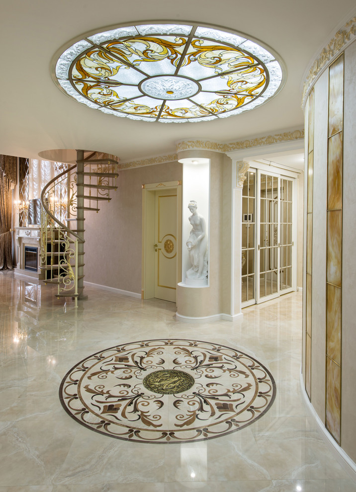 This is an example of a mid-sized traditional hallway in Moscow with beige walls.
