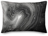 Homey Cozy 14x20 Round Zig-Zag Liner Velvet Large Sofa Couch Pillow in Black