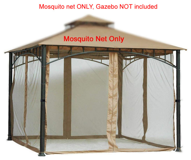 84" Tall Beige Mosquito Net for 10'x10' Gazebo, Velcro Straps