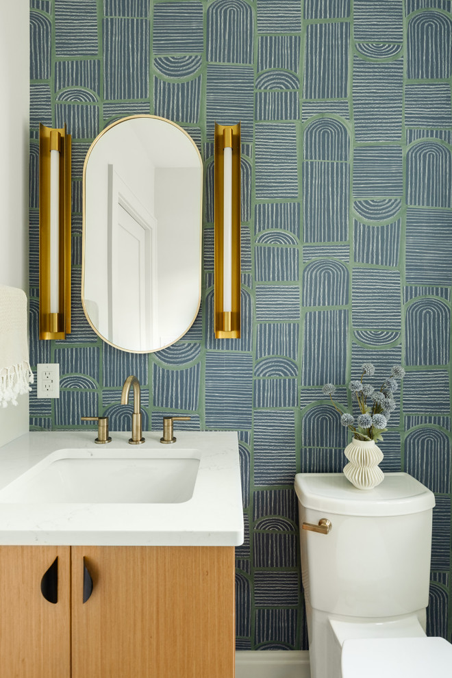 Inspiration for a contemporary powder room remodel in Cincinnati