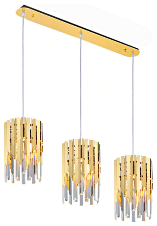 Legance 3-Light Gold Plated Crystal Lighting Fixture - Contemporary