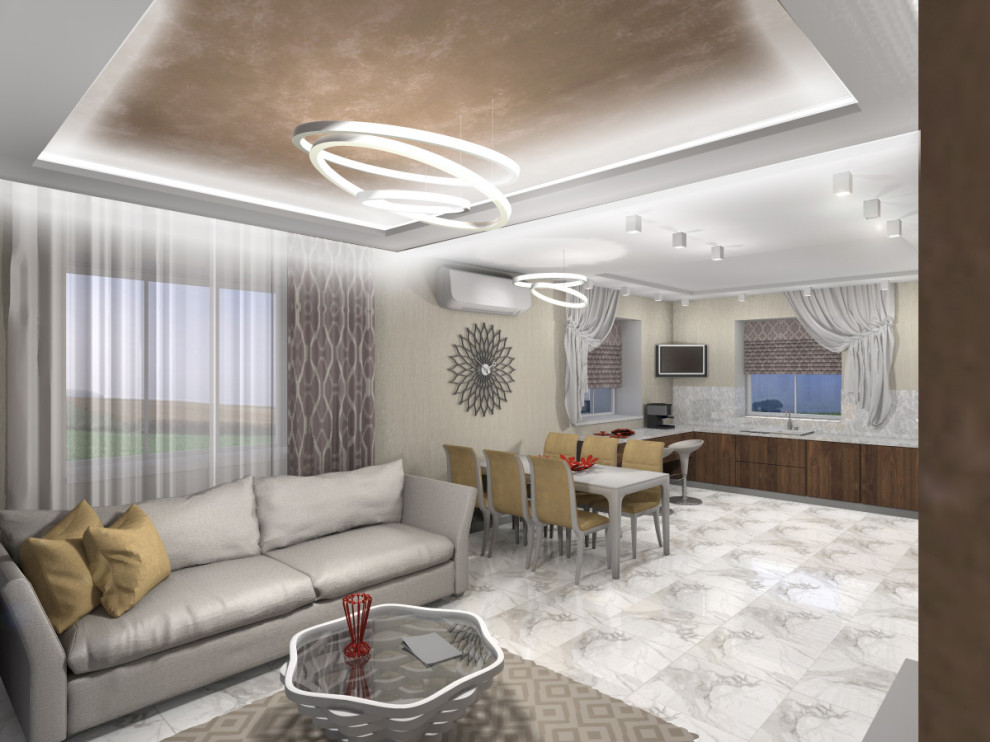 Загородный дом. Кухня-гостиная