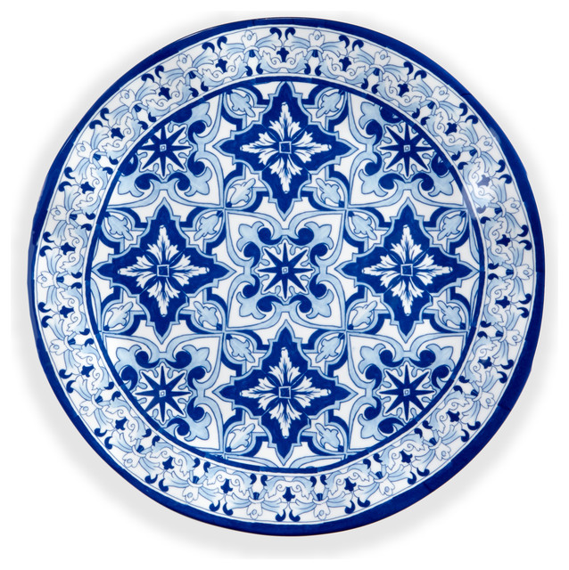 QSquared Melamine Talavera in Azul 10.5" Dinner Plate, Set of 4