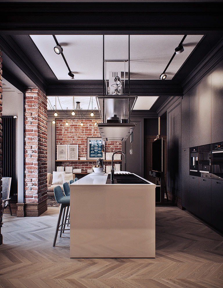 Квартира в темном лофте