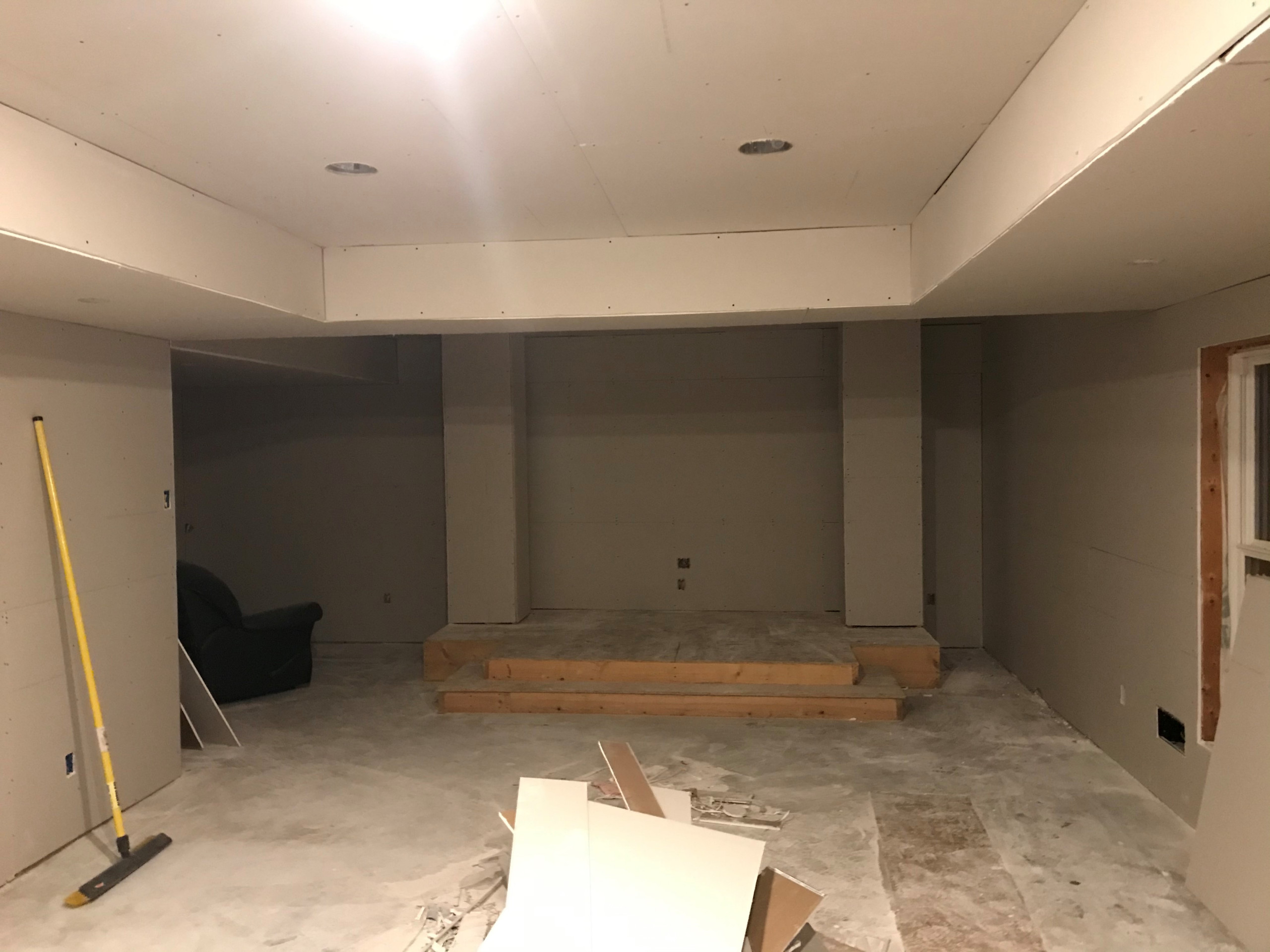 The Stage Area during drywall