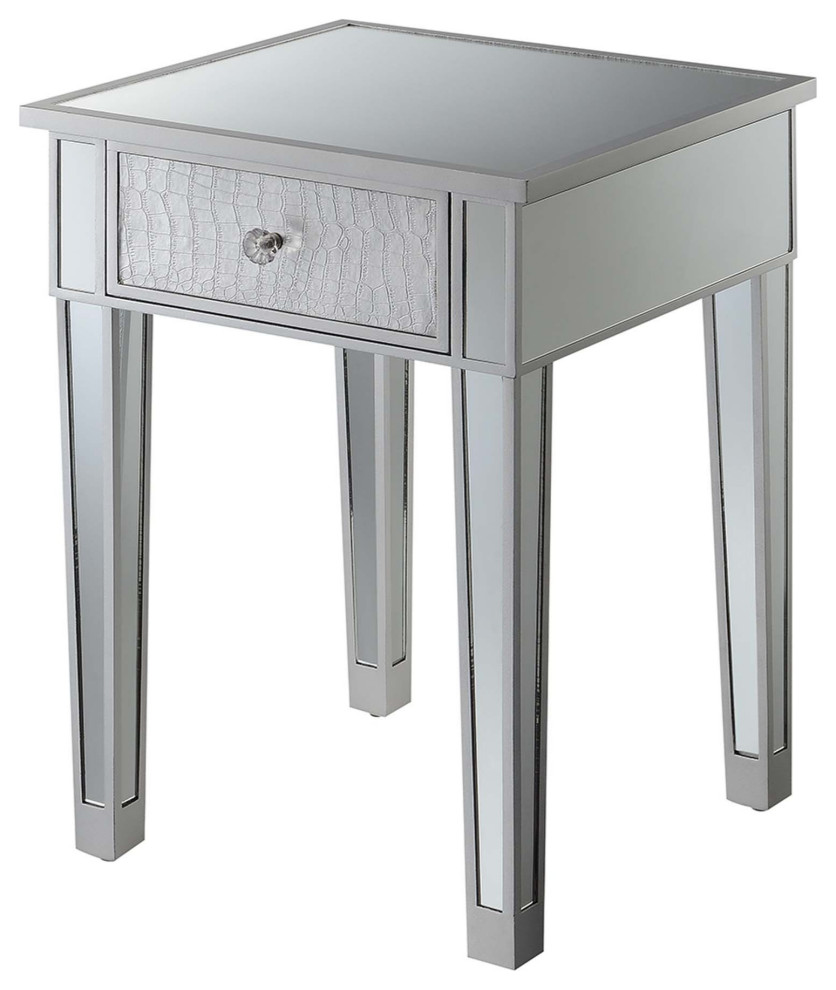 Gold Coast Mirrored 1 Drawer End Table Contemporary Side Tables And