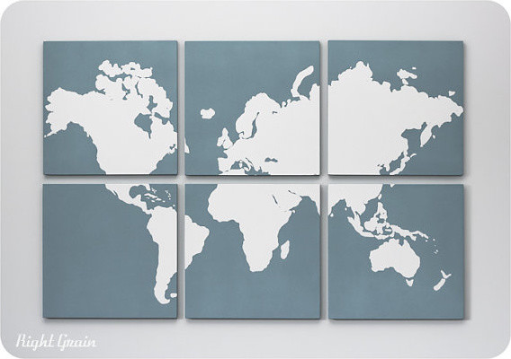 Custom Large World Map Art Collection by Right Grain