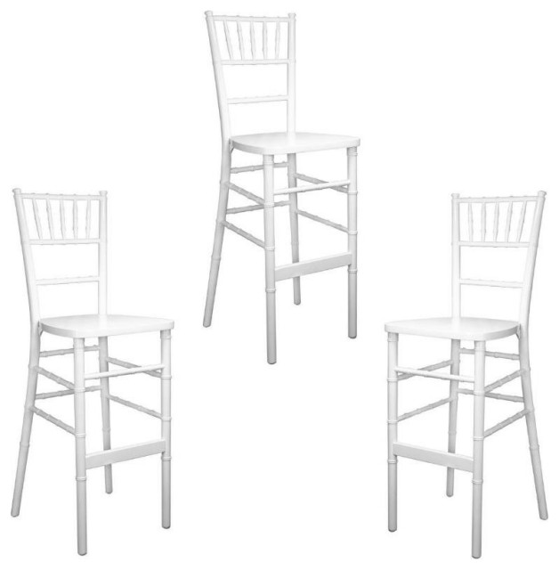 Home Square 3 Piece 29" Traditional Wooden Chiavari Bar Stool Set in