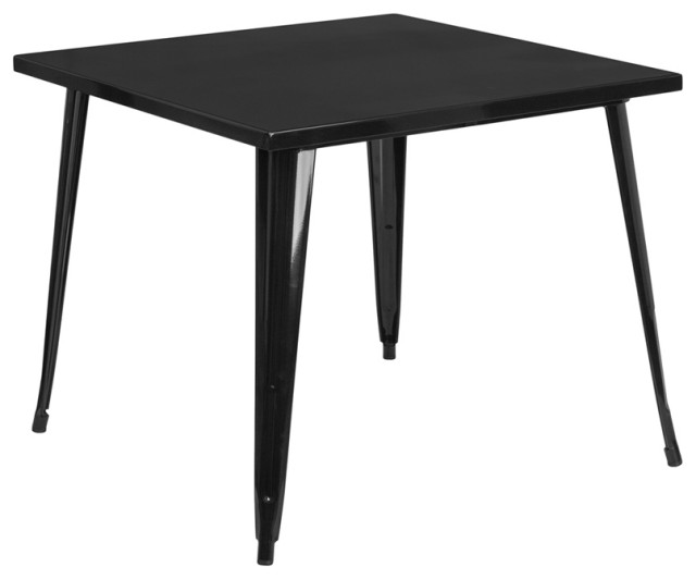 35.5" Square Black Metal Indoor/Outdoor Table Industrial Outdoor Dining Tables by First of
