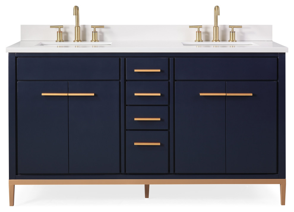 60 Beatrice Double Sink Navy Blue Bath, Navy Blue Bathroom Cabinets