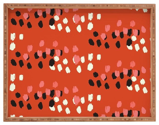 Morgan Kendall Red Scribbles Rectangular Tray, 18"x14"