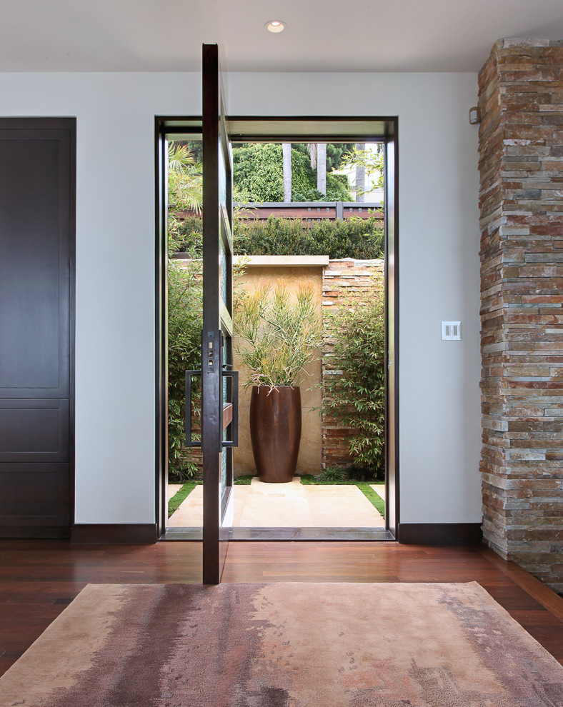 Design ideas for an entryway in Orange County with a pivot front door.