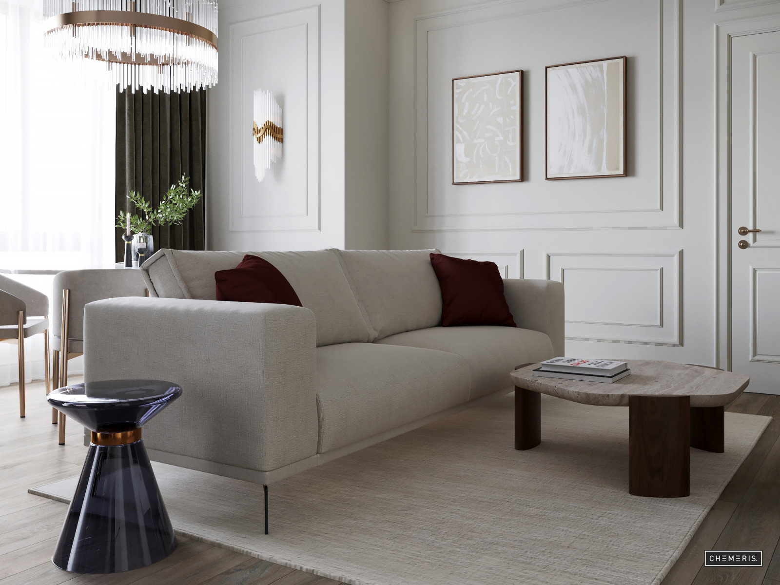 Молочно-белый неоклассический интерьер в Крылатском