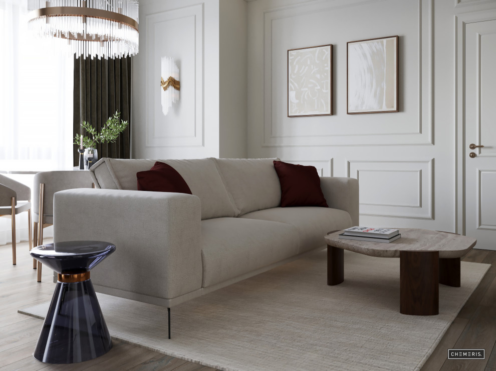 Молочно-белый неоклассический интерьер в Крылатском