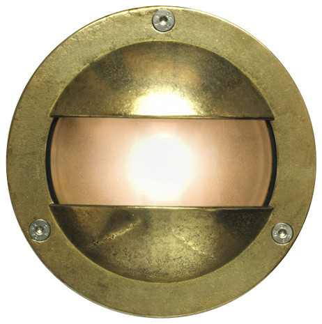 Double Shield Miniature Outdoor Bulkhead Light, Brass, G9 Fitting