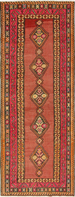 Persian Kilim Fars Azerbaijan Antique 13'2"x4'11"