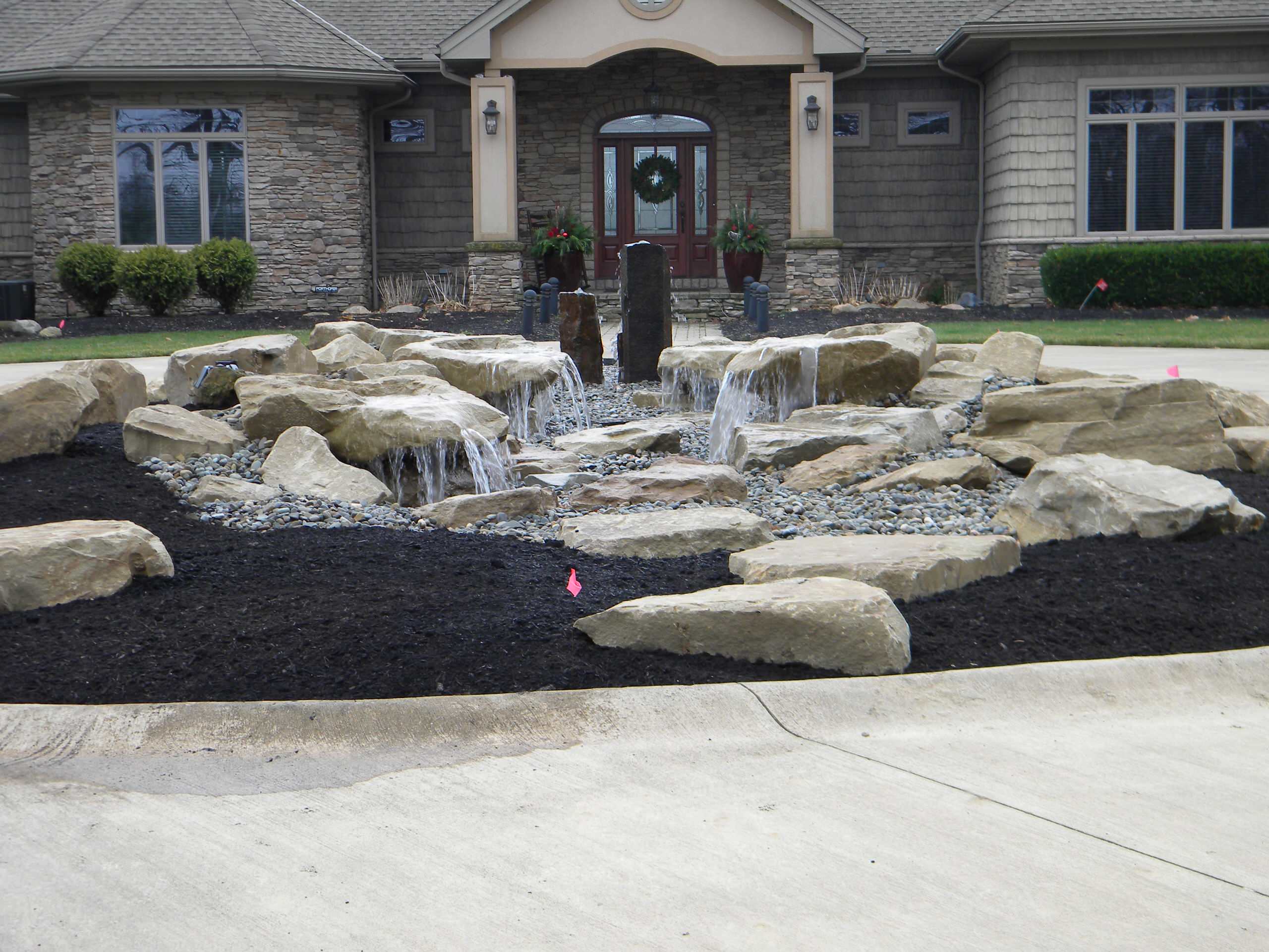 Carved stone and Basalt fountain