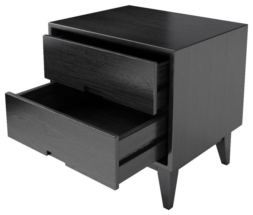 Modern Simplicity Mocha Solid Wood 2Drawer Nightstand Transitional
