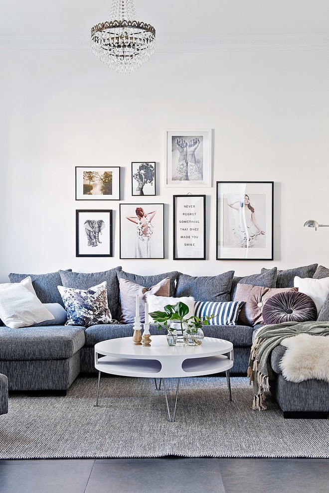 Inspiration for a mid-sized scandinavian formal living room in Gothenburg with white walls.