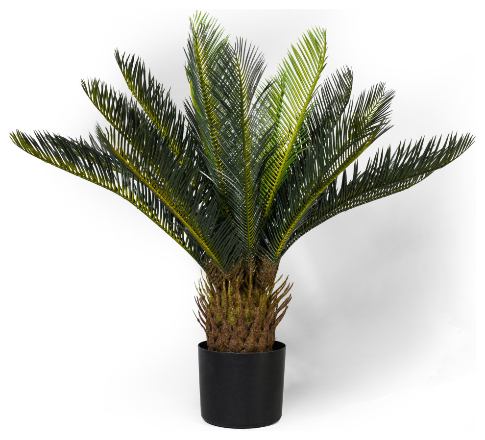 Artificial Sago Palm Tree, 27", 12"x16" Tropical Artificial Plants