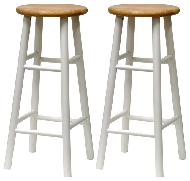 All Wood Backless Bar Stools w White Frames,