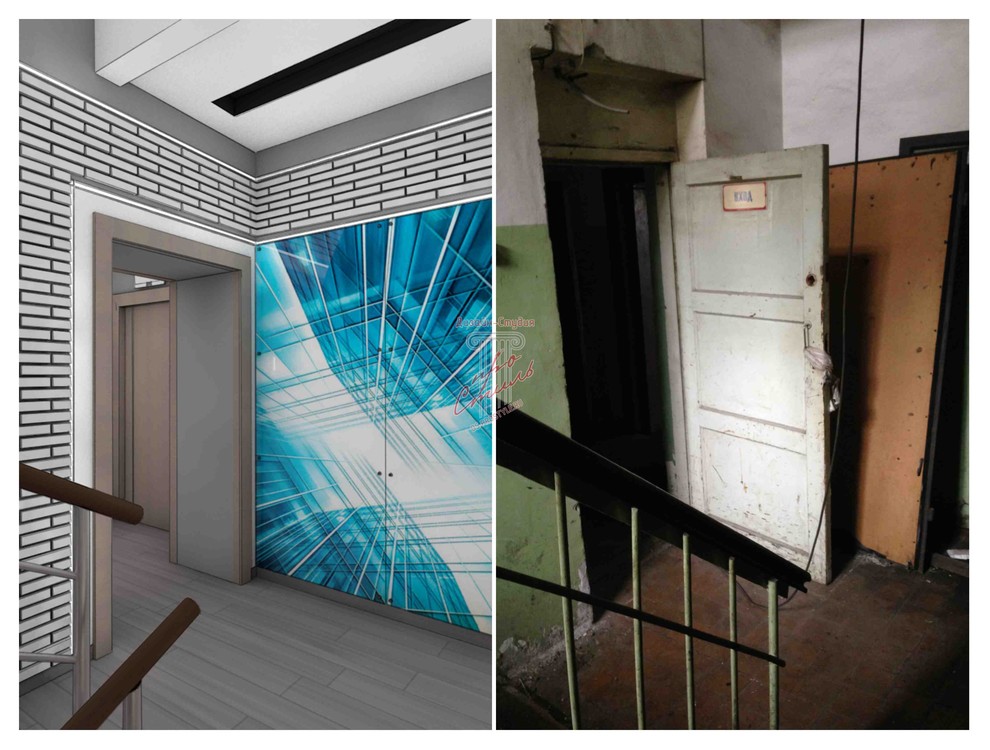 Дизайн-проект офисного здания. До и после. Визуализация.