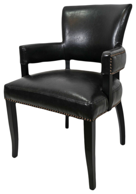 Black Leather and Nailhead Arm Dining Chair - Transitional - Dining Chairs - by Design Mix ...