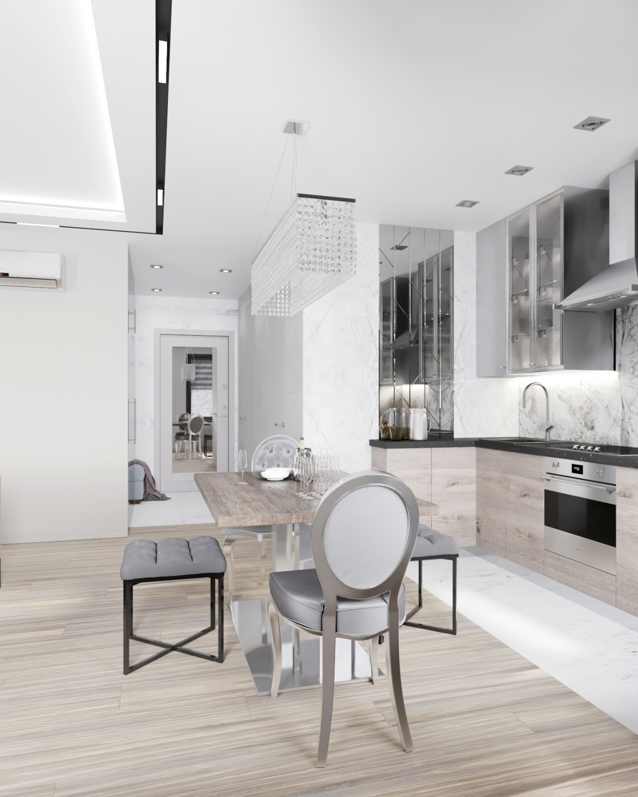 Гостиная с элементами минимализма и классицизма