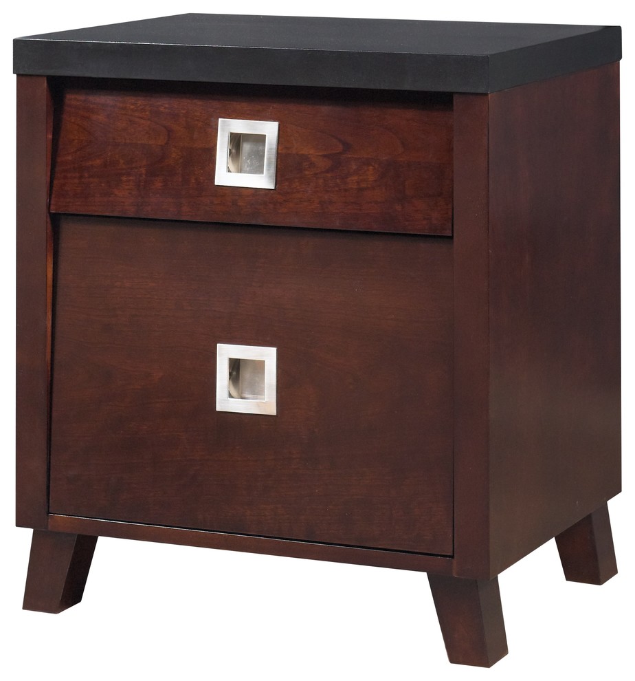 angelo:HOME Marlowe Charging Station Nightstand in Black and Chocolate Brown