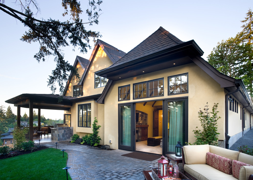 Design ideas for a traditional two-storey exterior in Portland.