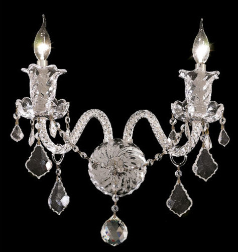 Elizabeth Chrome Two-Light 15-Inch Wall Sconce with Royal Cut Clear Crystal