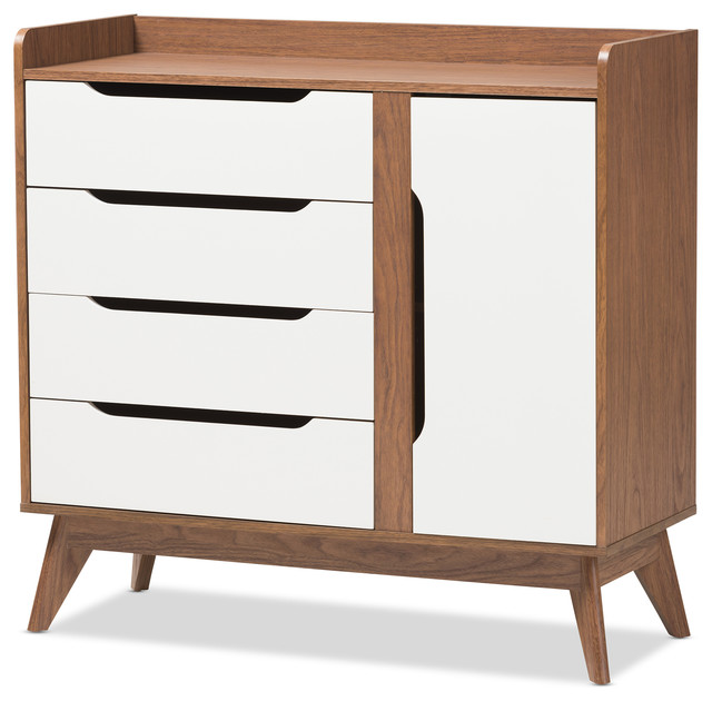Calypso Mid Century Modern White And Walnut Wood Storage Shoe Brighton Mid Century Modern White And Walnut Wood Storage Shoe Cabinet
