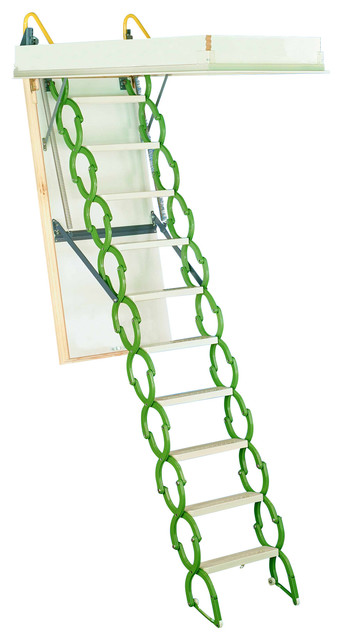 Rainbow Prestige Scissor Style Attic Ladder, Green, 30"x60" Opening